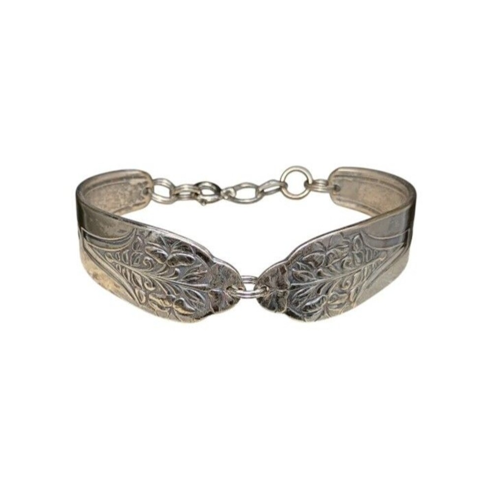 Antique 1900s Spoon Handles Bracelet Morning Glory Flowers